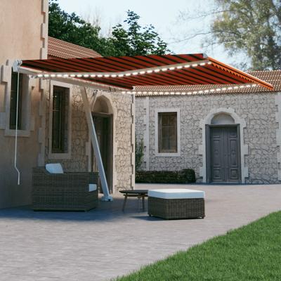 Luifel handmatig uittrekbaar met LED 450x300 cm oranje en bruin