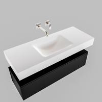 Badkamermeubel BWS Ibiza 120 cm Solid Surface Mat Zwart Wastafel Mat Wit (acht varianten) - thumbnail