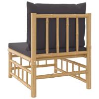 Tuinmiddenbank met kussens bamboe donkergrijs - thumbnail