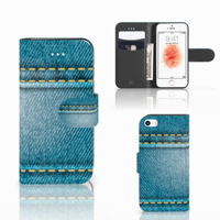 Apple iPhone 5 | 5s | SE | Wallet Case | met Pasjes | Jeans - thumbnail