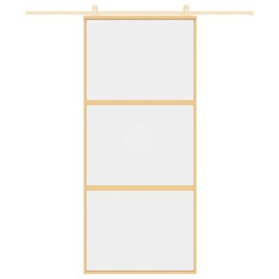 Schuifdeur 90x205 cm helder ESG-glas en aluminium goudkleurig