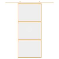 Schuifdeur 90x205 cm helder ESG-glas en aluminium goudkleurig - thumbnail