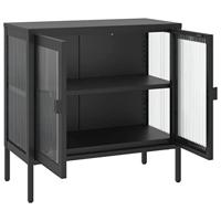 Dressoir 70x35x70 cm glas en staal zwart - thumbnail