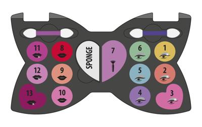 CLEMENTONI - Make-upset met strikje - Make-uppalet voor kinderen - Oogschaduw, lipgloss, sponsje, kwasten - Geschikt voor kinderen vanaf 6 jaar