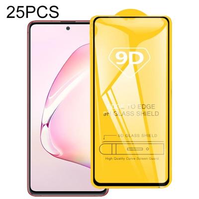 Voor Galaxy Note 10 Lite 25 PCS 9D Full Glue Full Screen Tempered Glass Film