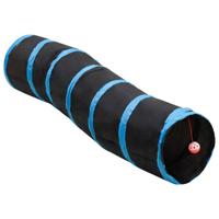 VidaXL Kattentunnel s-vorm 122 cm polyester zwart en blauw - thumbnail