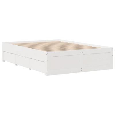 Bedframe zonder matras met lades grenenhout wit 150x200 cm