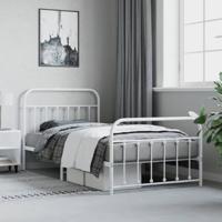 Bedframe met hoofd- en voeteneinde metaal wit 100x200 cm - thumbnail