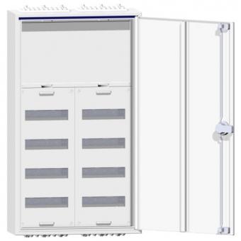 Hager FWB62N FWB62N Veldverdeler Opbouw (op muur), Inbouw (in muur), Deels verzonken Aantal groepen: 96 Aantal rijen: 8 Inhoud: 1 stuk(s)