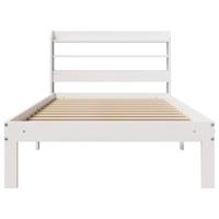 Bedframe met hoofdbord massief grenenhout wit 120x190 cm - thumbnail