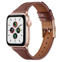 By Qubix - Leren bandje - Bruin - Compatible met Apple Watch 38mm / 40mm / 41mm / 42mm - Compatible Apple watch bandjes - thumbnail