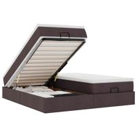 Ottoman bed met matrassen 200x200cm stof donkerbruin - thumbnail