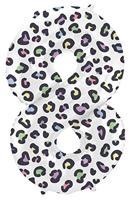 Folieballon Cijfer 8 Wit Met Panterprint (86cm) - thumbnail