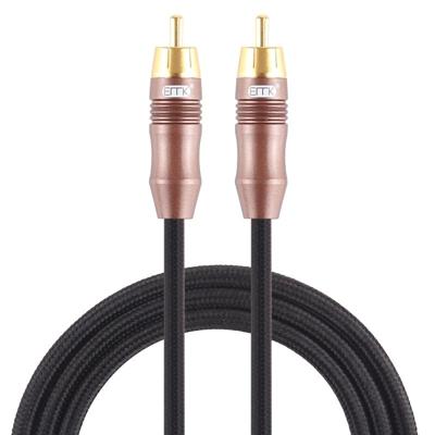EMK 8mm RCA male tot 6mm RCA male vergulde plug katoen gevlochten audio coaxiale kabel voor Speaker versterker mixer lengte: 2m (zwart)