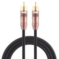 EMK 8mm RCA male tot 6mm RCA male vergulde plug katoen gevlochten audio coaxiale kabel voor Speaker versterker mixer lengte: 2m (zwart) - thumbnail