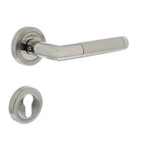 Deurkruk hoek 90 + rozet + PCplaatjes chroom/mat nikkel ATP - thumbnail