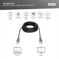 Digitus AK-330125-150-S HDMI-kabel HDMI / Glasvezel Aansluitkabel HDMI-A-stekker, HDMI-A-stekker 15.00 m Zwart 4K UHD - thumbnail