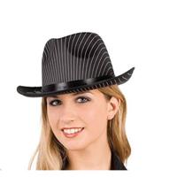 Al Capone hoed vilt zwart met streepjes - thumbnail