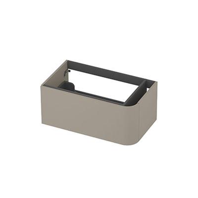 INK - Rechts Afgeronde Onderkast Gelakt 1 Lade Softclose Tbv Grepen - 800x450x350 Mm - Mat Creme Cotton