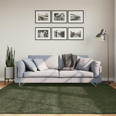 Vloerkleed HUARTE laagpolig zacht wasbaar 200x200 cm bosgroen Vloerkleed HUARTE laagpolig zacht wasbaar 200x200 cm bosgroen