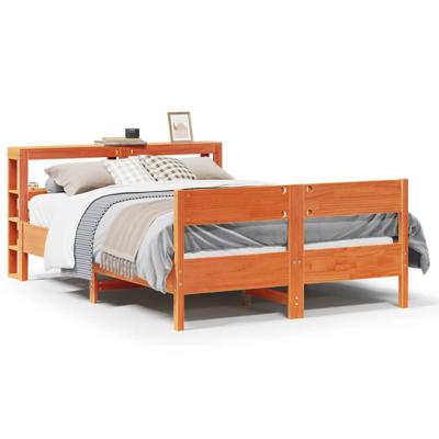Bedframe zonder matras massief grenenhout wasbruin 120x200 cm