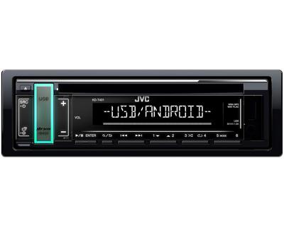 JVC KD-T401 1DIN Autoradio-CD/USB, USB 2.0 poort en AUX-ingang vooraan JVC KD-T401 1DIN Autoradio-CD/USB, USB 2.0 poort en AUX-ingang vooraan
