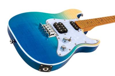 Flight Rock Series Pathfinder Tenor Transparent Blue elektrische solid body ukelele met gigbag