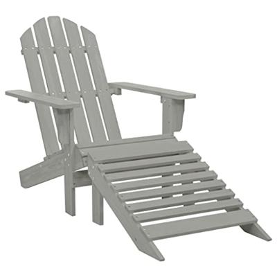 VidaXL Tuinstoel adirondack voetenbank tafel massief vurenhout grijs