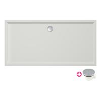 Douchebak Xenz Mariana | 170x80x4 cm | Incl.Afvoersifon-Chroom | Acryl | Rechthoekig | Wit mat - thumbnail