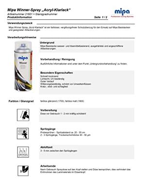 Mipa blanke lak "winner" acrylic clear paint gloss 400 ml