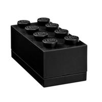 LEGO minidoos 8 noppen, lunchdoosinzet, snackdoos, Zwart - thumbnail