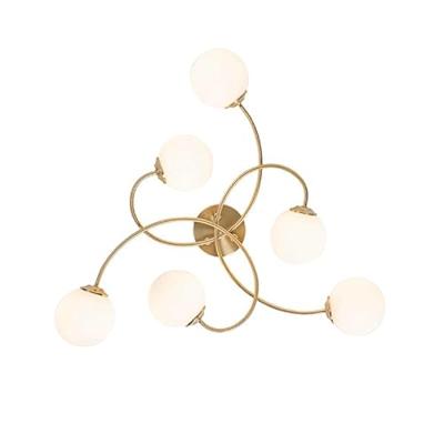 QAZQA Moderne plafondlamp goud met opaal glas 6-lichts - Athens QAZQA Moderne plafondlamp goud met opaal glas 6-lichts - Athens