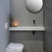 Fontein INK Nice Day Ink Fonteinplateau Polystone 120x20x10 Ovale Kom Links 1 Kraangat Glans Wit - thumbnail