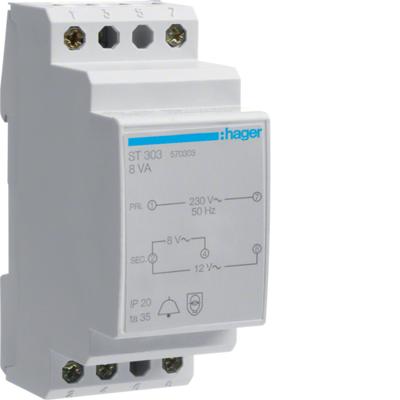 Hager ST303 Beltransformator 8 V, 12 V 1 A