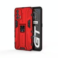 Voor OPPO Realme GT Supersonic PC + TPU Schokbestendige Beschermhoes met Houder (Rood) - thumbnail
