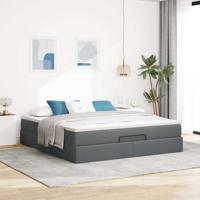 Ottoman bed met matras 160x200cm stof donkergrijs - thumbnail