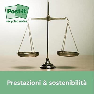 Post-it recycled notes Nature, 100 vel, ft 76 x 76 mm, pak van 16 blokken, geassorteerde kleuren