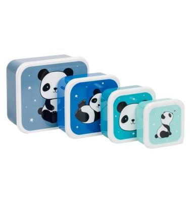 A Little Lovely Company eetset Panda junior polyetheen blauw 4 delig