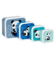 A Little Lovely Company eetset Panda junior polyetheen blauw 4 delig - thumbnail