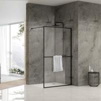 Inloopdouche Van Rijn ST04 Met Handdoekstang 120x200 cm 8 mm Helder Glas Zwart van Rijn - thumbnail