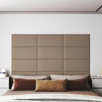 Wandpanelen 12 st 2,16 m 60 x 30 cm kunstleer cappuccinokleur - thumbnail