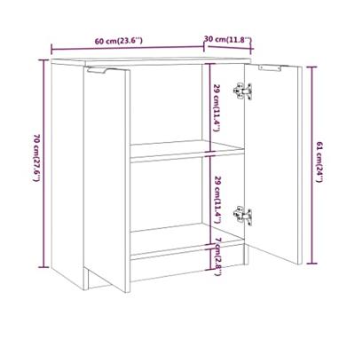 Dressoir 60x30x70 cm bewerkt hout wit