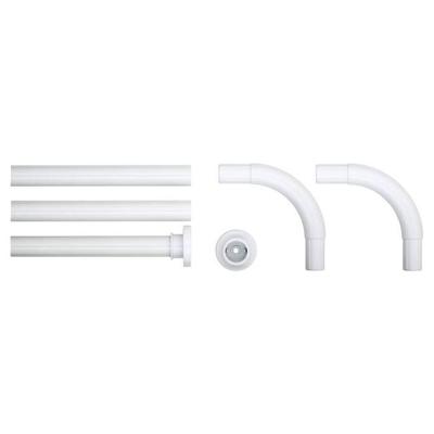Douchegordijnstangset Seallux diameter 28 mm, 90x90x90, 80x170 cm wit