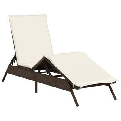 Ligbed met kussen poly rattan bruin Ligbed met kussen poly rattan bruin