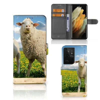 Samsung Galaxy S21 Ultra | Telefoonhoesje | Met pasjeshouder | Schaap en Lammetje Samsung Galaxy S21 Ultra | Telefoonhoesje | Met pasjeshouder | Schaap en Lammetje