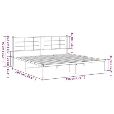 Bedframe met hoofdbord metaal zwart 193x203 cm Bedframe met hoofdbord metaal zwart 193x203 cm