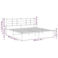 Bedframe met hoofdbord metaal zwart 193x203 cm - thumbnail