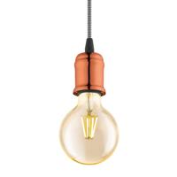 Eglo HanglampYorth pendel koperbruin met zwart wit snoer - 32542 - thumbnail