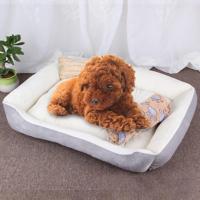 Hond bot patroon grote zachte warme kennel huisdier hond kat mat deken met deken grootte: M 70 × 50 × 15cm (grijs wit) - thumbnail