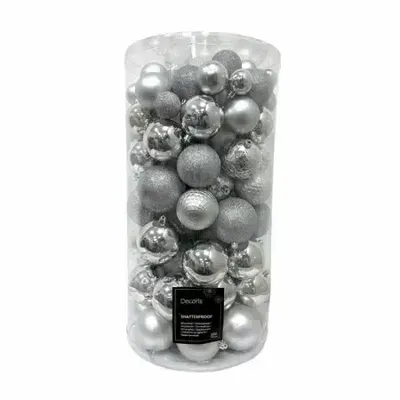 Kerstballen Mix Plastic Zilver 100st Kerstballen Mix Plastic Zilver 100st